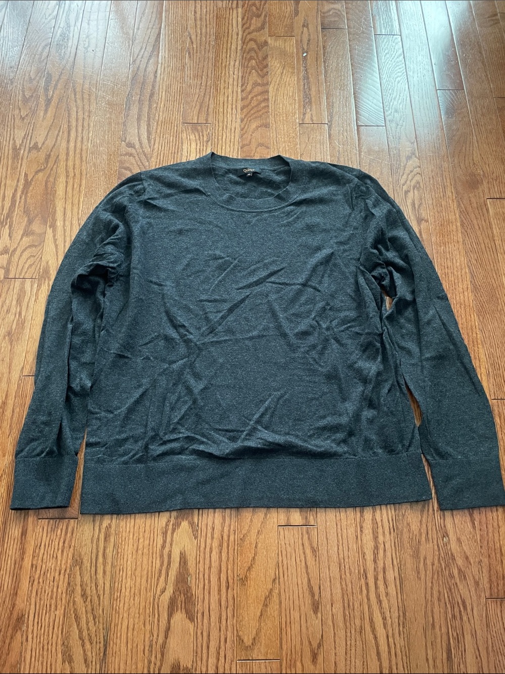 Quince Lightweight Cotton Cashmere Crew Sweater Heather Charcoal Women’s Sz XL